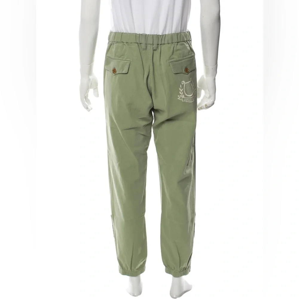 Gucci Green Cotton Embroidered Logo Pants Gucci Band - 30